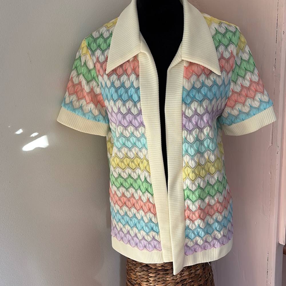 Vintage JC Penny 70’s Pastel Blouse 14 runs smaller